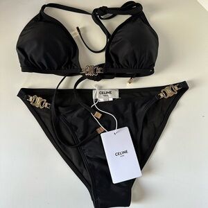 Black Triangle Bikini Set w/ Triomphe Logo – Size L